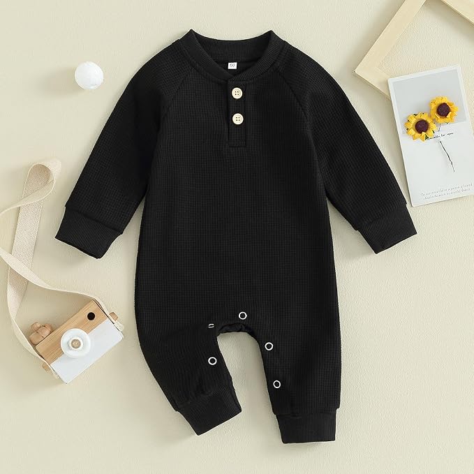 Kuriozud Newborn Infant Unisex Baby Boy Girl Clothes Button Romper Jumpsuit - Image 2