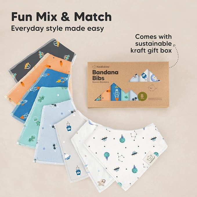 8-Pack Organic Baby Bandana Bibs - Image 9
