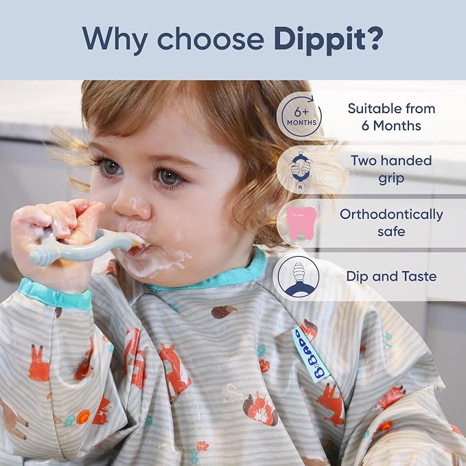 Bibado - Dippit Baby Spoon and Dipper, Chewable Dipper & Deep Spoon - Two-Hand - Image 2