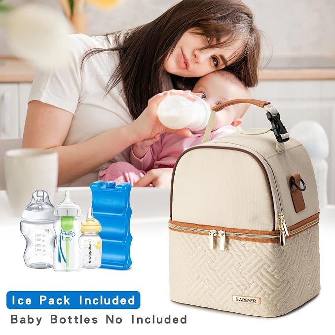 Breastmilk Cooler Bag with Ice Pack Fits 6 Baby Bottles up to 9 Ounce, Breast - Image 7