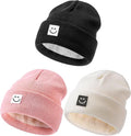 Baby Beanie Hat 3 Packs with Cute Smiley Face, Toddler Girls Boys Baby Hats by Hispeka