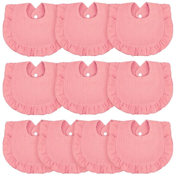 Seematn 10 Pcs Baby Muslin Bibs Drool Bibs Bandana Ruffle Soft Cotton by Seematn