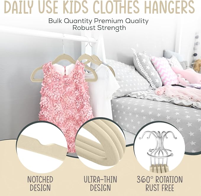 50 Premium Kids Velvet Hangers - Image 7