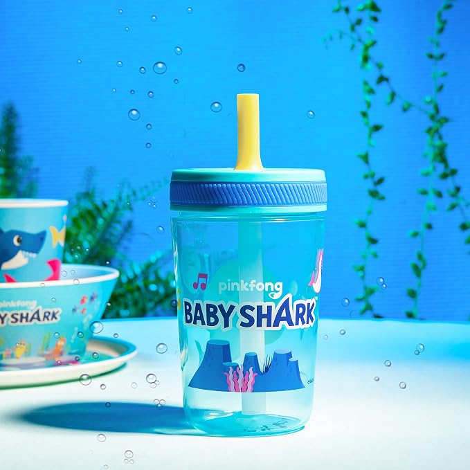 Zak Designs 15oz Baby Shark Kelso Tumbler Set, Leak-Proof Screw-On Lid - Image 9