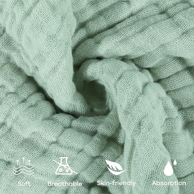 Yoofoss Muslin Baby Washcloths 100% Organic Cotton Face Towels 6 Pack Wash - Image 2