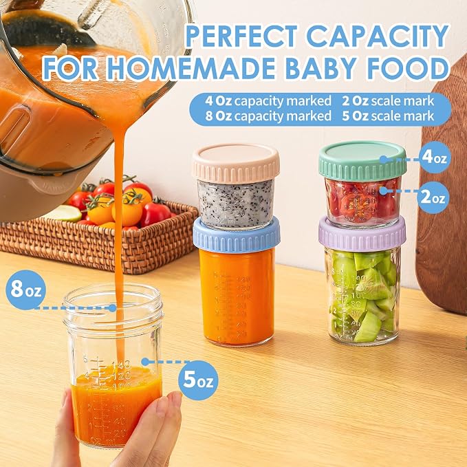 DRKIO 6 Pack Glass Baby Food Storage Containers - Image 3