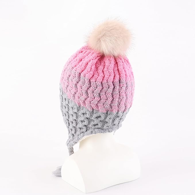 LANGZHEN Toddler Kids Infant Winter Hat, Earflap Knit Warm Cap Fleece Lined - Image 3