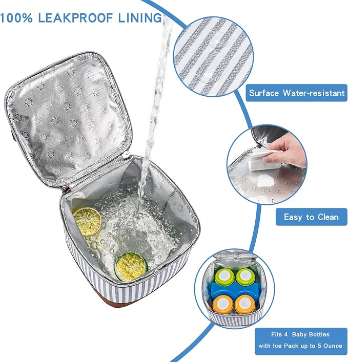 Breastmilk Cooler Bag with Ice Pack Fits 4 Baby Bottles Up to 5 Ounce, Baby - Image 2