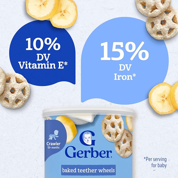 Gerber Baked Teether Wheels, Banana Cream Crunchy Teether Snack, Baby Crackers - Image 4