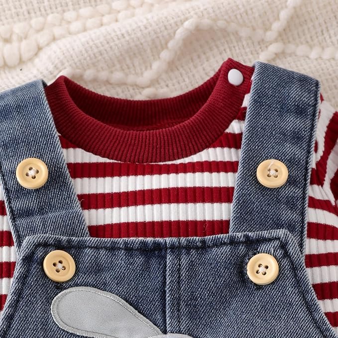 Baby Boy Clothes Fall Winter Outfits Long Sleeve Striped Romper Cute Cartoon - Image 4