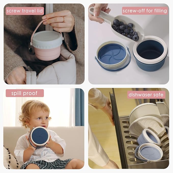 No Spill Silicone Toddler Snack Containers, Detachable Silicone Flap - Image 6