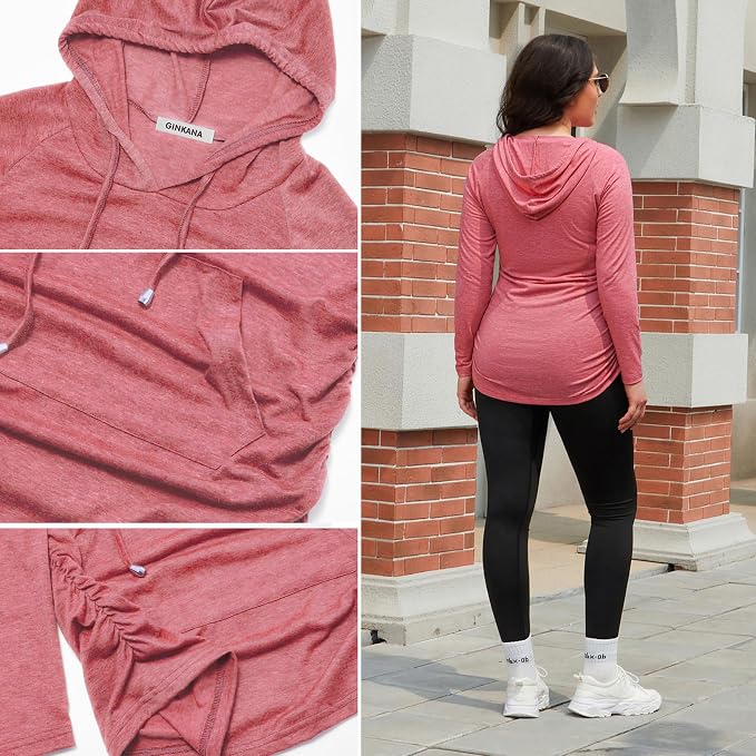 GINKANA Maternity Hoodie Long Sleeves Shirts Casual Maternity Top Pregnancy - Image 6