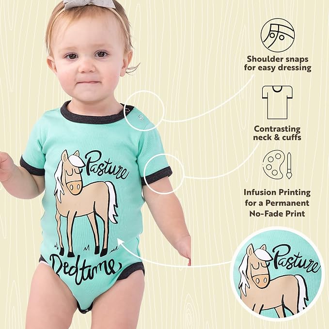 Lazy One Cute Unisex Baby Bodysuit, Cute Animal Designs, 6-18 Months - Image 5