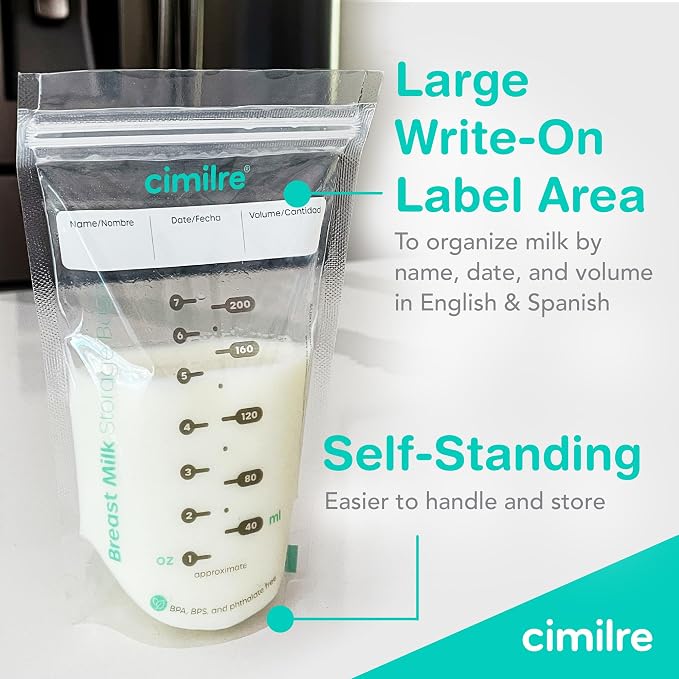 Breast Milk Storage Bags by Cimilre, Leak-Proof Breastmilk Storage Bags - Image 5
