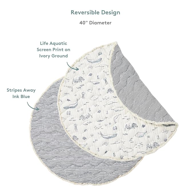 Pehr Baby Play Mat, Life Aquatic | Ultra-Soft Quilted 100% Cotton Exterior - Image 5