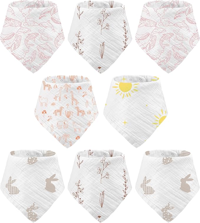 Muslin Baby bibs for drooling and teething, 100% cotton, Bibs for baby girl - Image 8