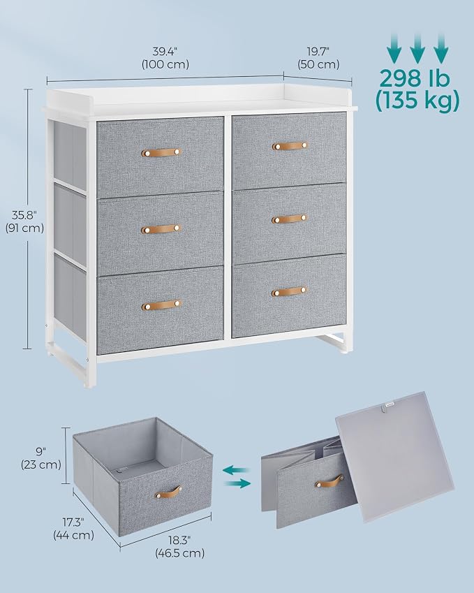 SONGMICS Kids Dresser with 6 Drawers, Boys Girls Dresser, with Water-Resistant - Image 3