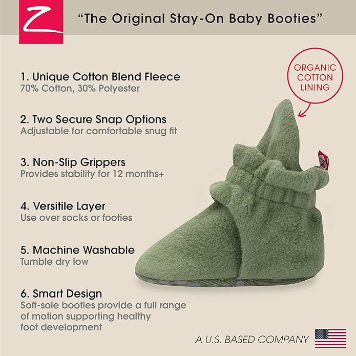Zutano Unisex Fleece Baby Booties, Two Snap Closure, Newborn to 24 Months - Image 3