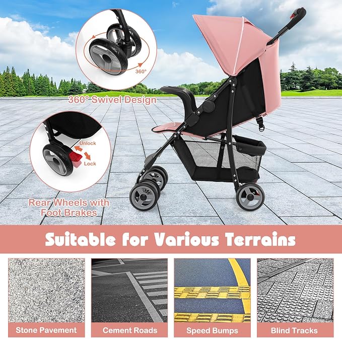 HONEY JOY Lightweight Stroller, Compact Travel Stroller - Image 6