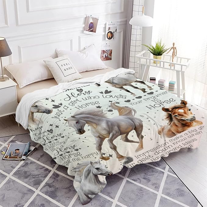 Horse Blanket for Adults, Flowers Animals Throw Blanket for Girls Boys - Image 5