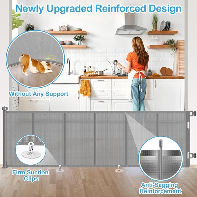 Upgrade 120 inch Retractable Baby Gates, EZIGO Extra Wide Baby Gate - Image 3
