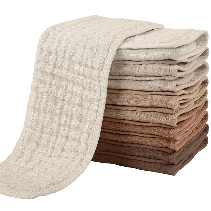 Yoofoss Muslin Burp Cloths for Baby 10 Pack 100% Cotton Baby Washcloths for by YOOFOSS