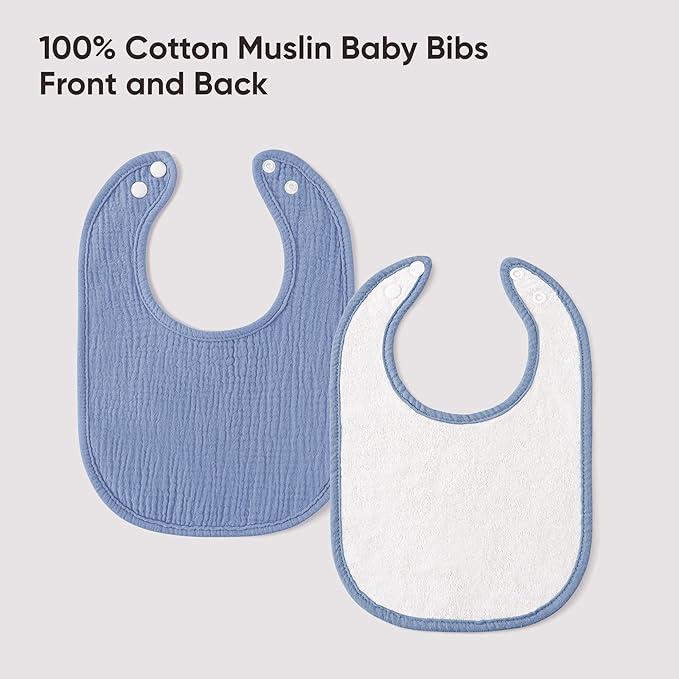 Bearmoss Muslin Baby Drooling Bibs 8 Pack, 100% Cotton Square Adjustable - Image 6