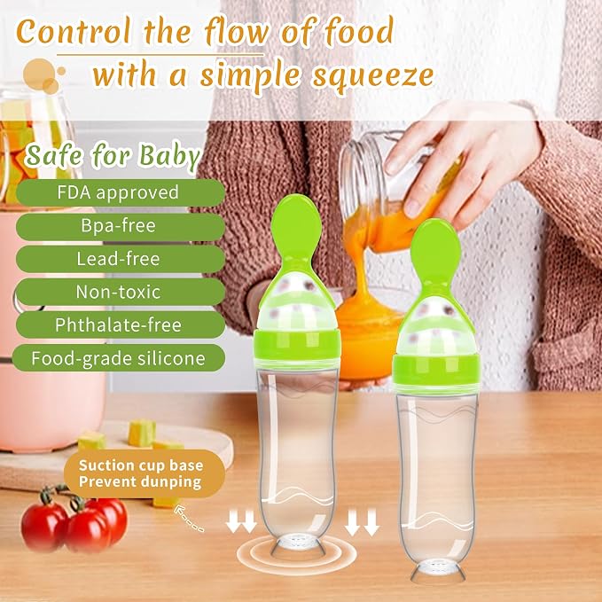 WAJIAYON Baby Food Feeder 4 Pack Silicone Baby Food Dispensing Spoon-3 oz - Image 4