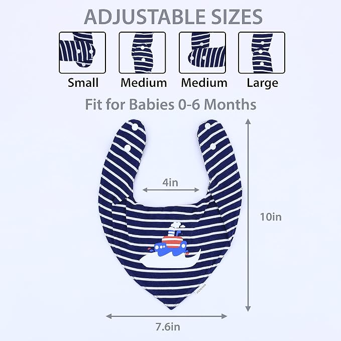DOKMA Set 8 Organic Cotton Baby Drool Bibs - Image 3
