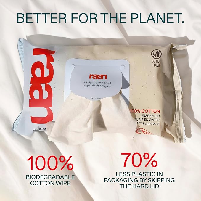 Raan, 100% Cotton Baby & Toddler Wipes, Unbleached, 99% Purified Water - Image 7