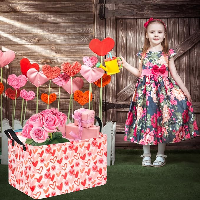 Rectangle Heart Partten Kids Gift Storage Basket Home Shelf Storage Basket - Image 4