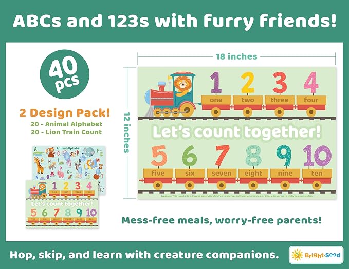 Disposable Placemats for Baby, Toddlers and Kids, 40 Disposable Baby Placemats - Image 4