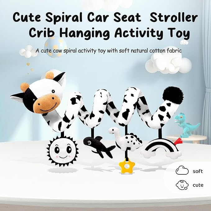 Spiral Car Seat Baby Toys 0-6 Months, Infant Carseat High Contrast Sensory Toys - Image 2