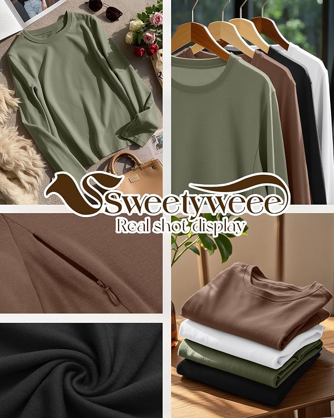 4 Pack Women's Nursing Breastfeeding Tops, Long Sleeve Maternity Shirts Loose - Image 3