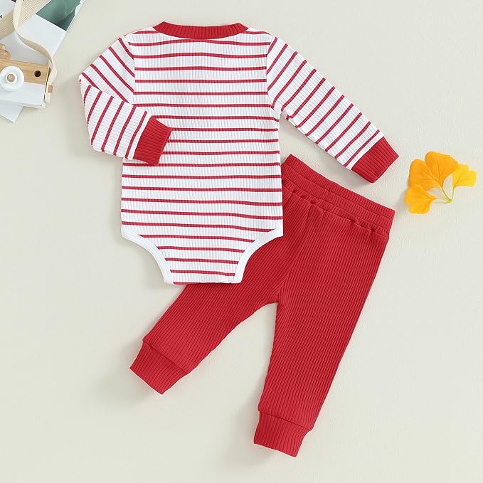 Newborn Baby Boy Girl Clothes Ribbed Knitted Long Sleeve Romper Pants Solid - Image 7
