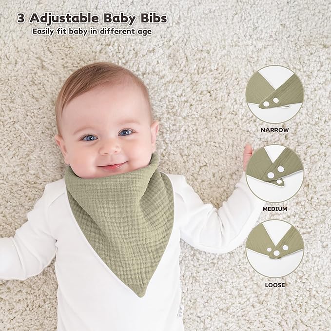 Susurration Muslin Baby Drool Bibs 6Pack Soft Triangular Adjustable Baby - Image 4