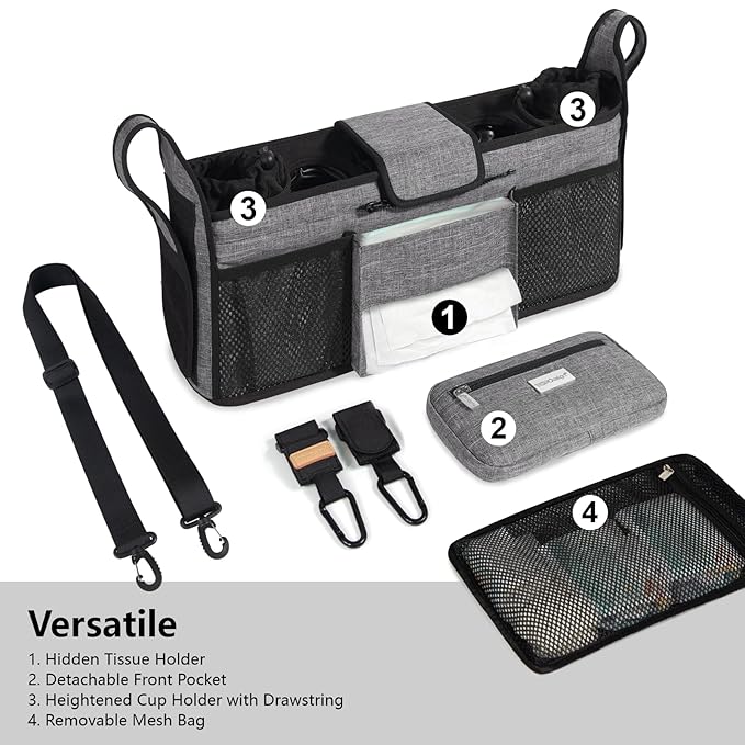 TOPDesign Universal Baby Stroller Organizer, Double Stroller Caddy - Image 4