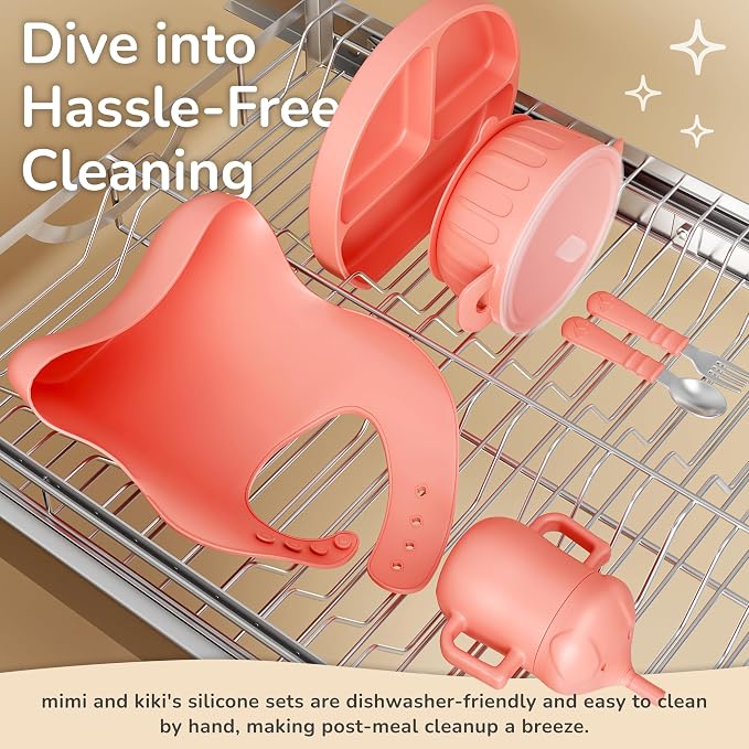 mimi & kiki BPA-Free Silicone Baby Feeding Set, Baby Plates and Bowls Set - Image 7