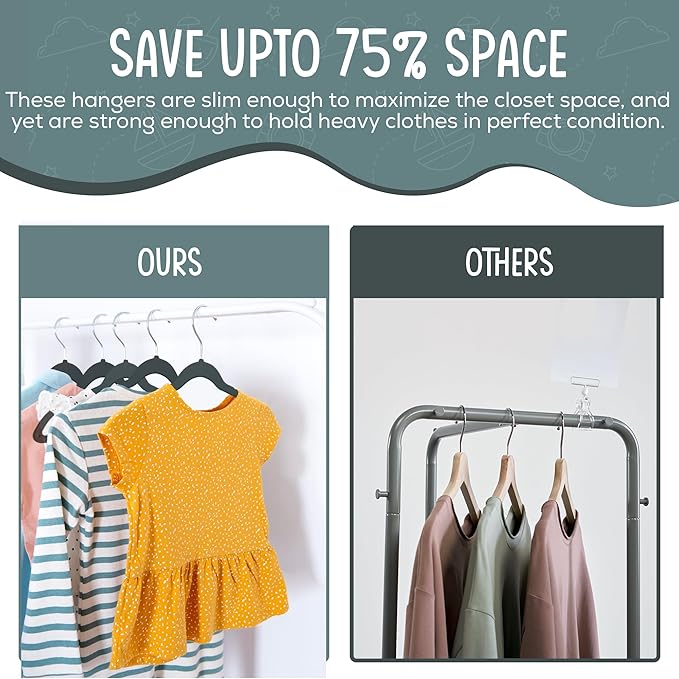 50 Premium Kids Velvet Hangers - Image 5