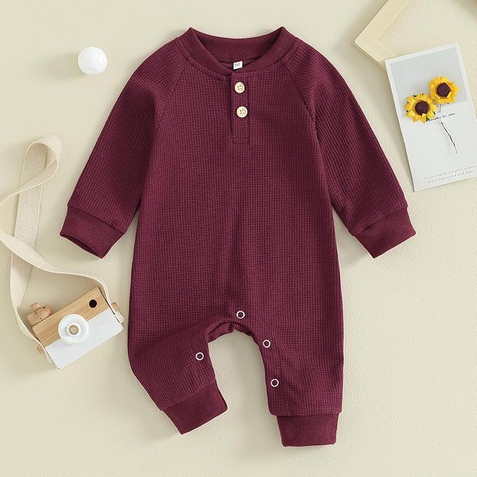 Kuriozud Newborn Infant Unisex Baby Boy Girl Clothes Button Romper Jumpsuit - Image 2