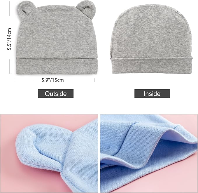DRESHOW BQUBO 6 Pack Baby Hats for Boys Girls Unisex Baby Hat Soft Knit Cap - Image 7