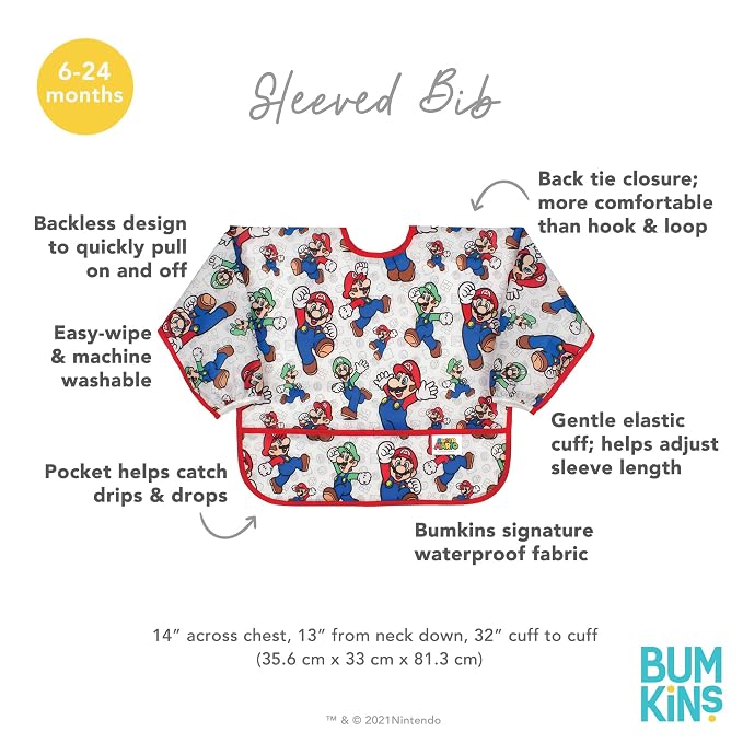 Bumkins Bibs, Baby and Toddler Girls and Boys 6-24 Months, Long Sleeve - Image 5