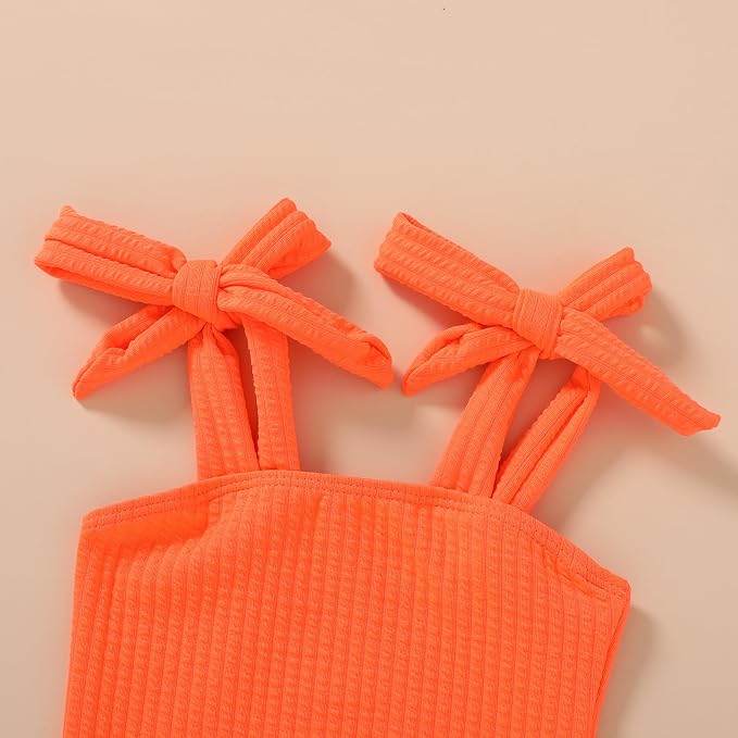 Happy Town Toddler Swimsuit Girl Solid Color Stripe One-Piece Baby Bathing Suits - Image 4