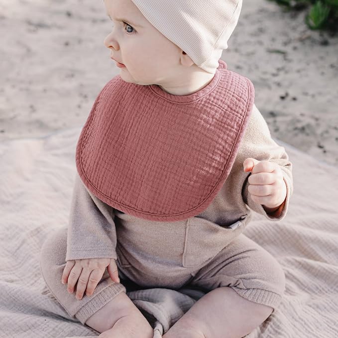 Konssy 10-Pack Muslin Baby Bibs, Soft Cotton Bandana Bibs - Image 6