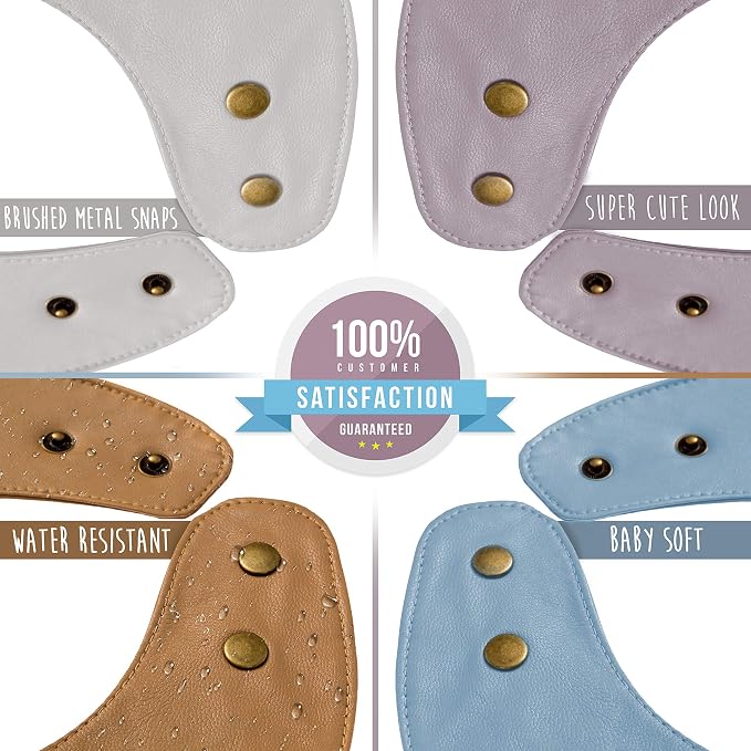 Vegan Leather Easy Clean Baby Bibs - Image 4