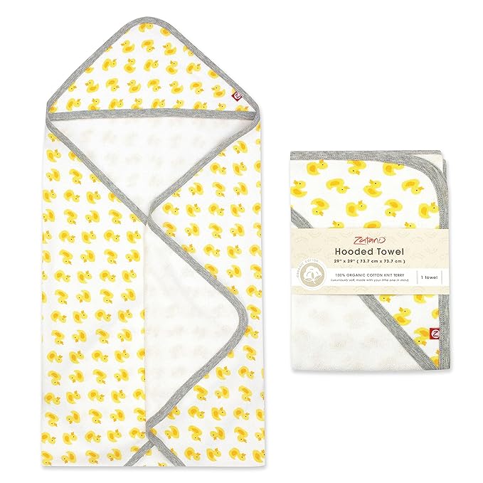 Zutano Hooded Baby Towels, Organic Cotton Baby Bath Towel, Ultra Soft and by Zutano