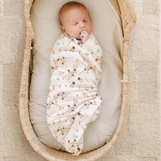 Konssy Muslin Swaddle Blankets for Boys Girls, 2 Pack Receiving Baby Blanket - Image 3