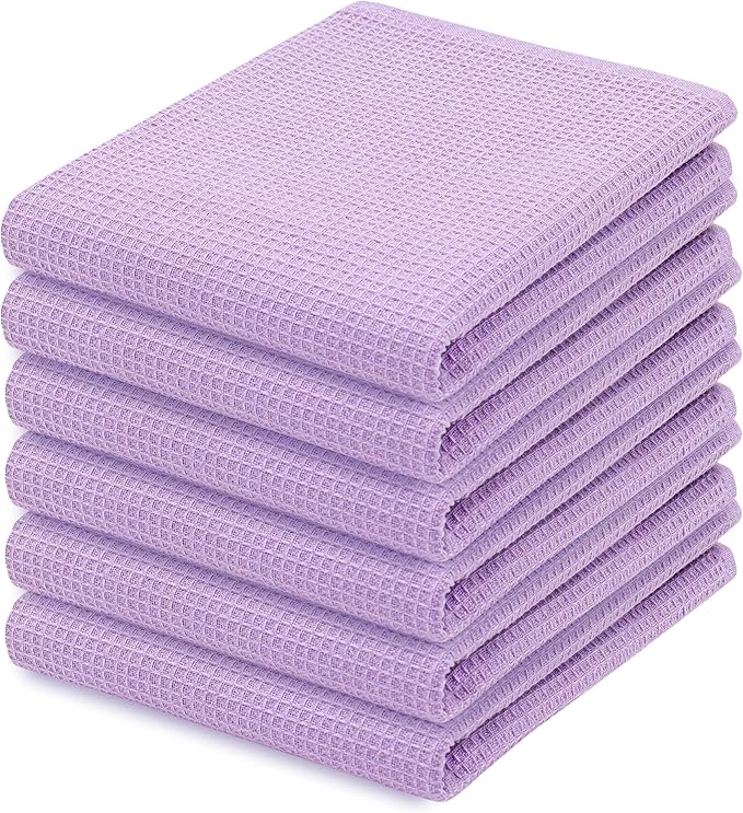 PurpleEssences Waffle Weave Kitchen Towel, 100% Cotton by PurpleEssences