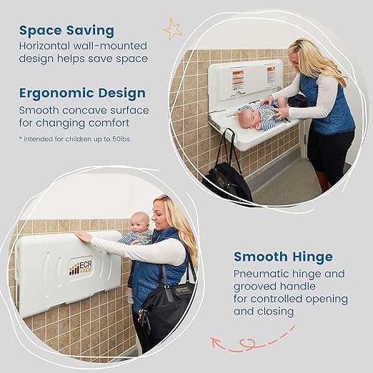 ECR4Kids Horizontal Wall-Mounted Changing Station, Baby Changer - Image 3