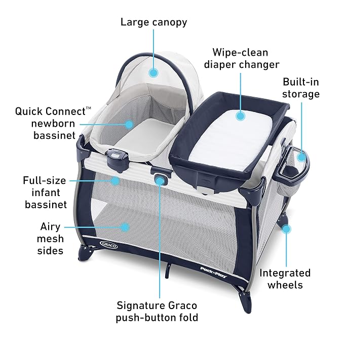 Graco Pack ’n Play Quick Connect Playard, Portable Bassinet - Image 6